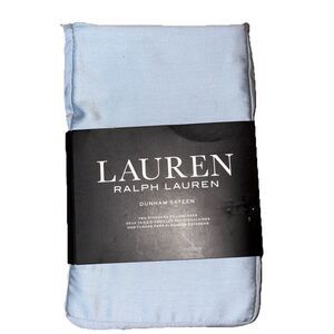 Ralph Lauren Dunham Sateen Mist Blue Pillowcases Set of 2 Standard Cotton  NEW